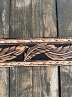 Men's Feather Tooled Leather Belt
