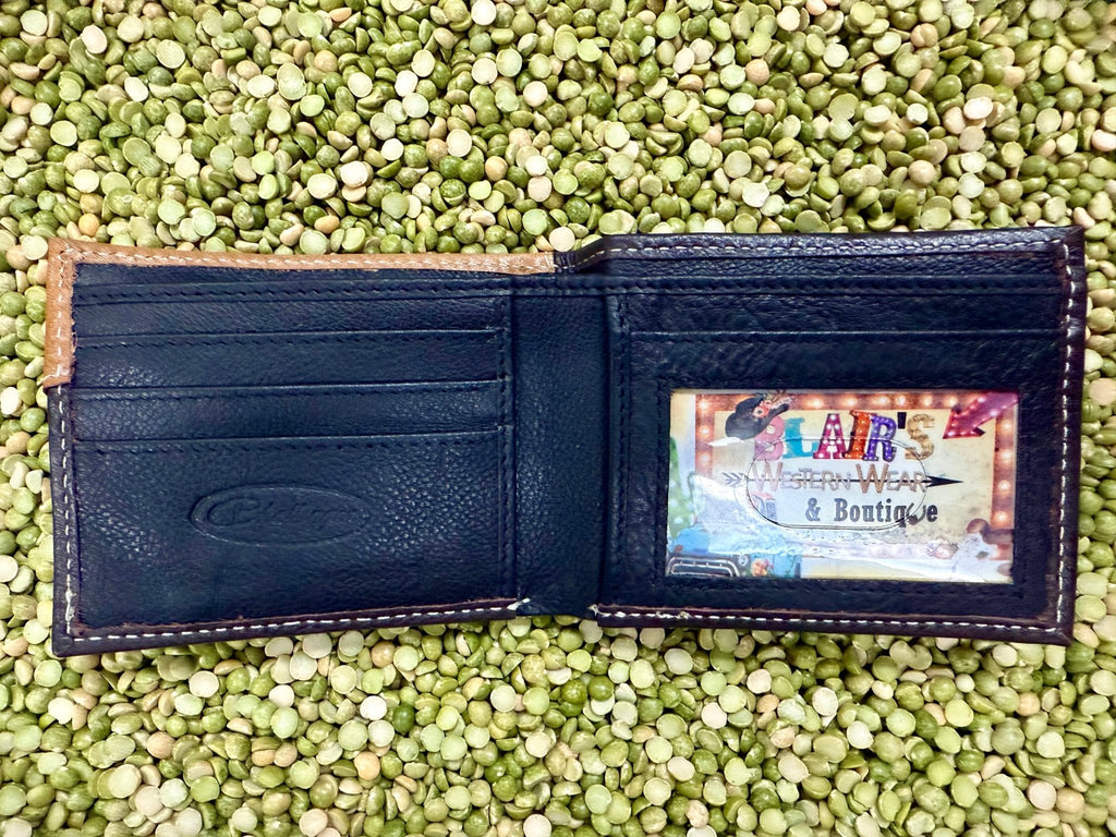 Men's Feather Tooled Leather Bifold Wallet