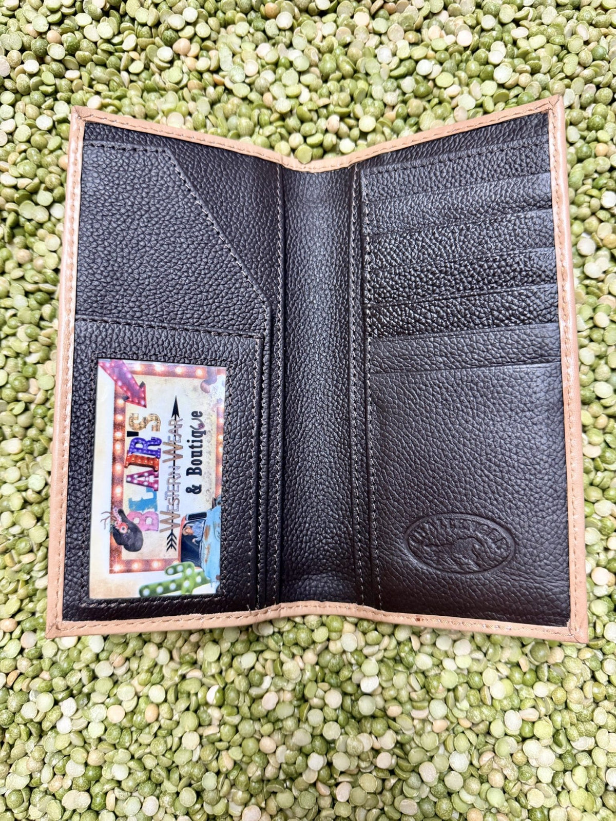 Men's Floral Tooled Leather Checkbook Wallet