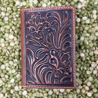 Men's Floral Tooled Leather Trifold Wallet