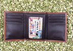 Men's Floral Tooled Leather Trifold Wallet