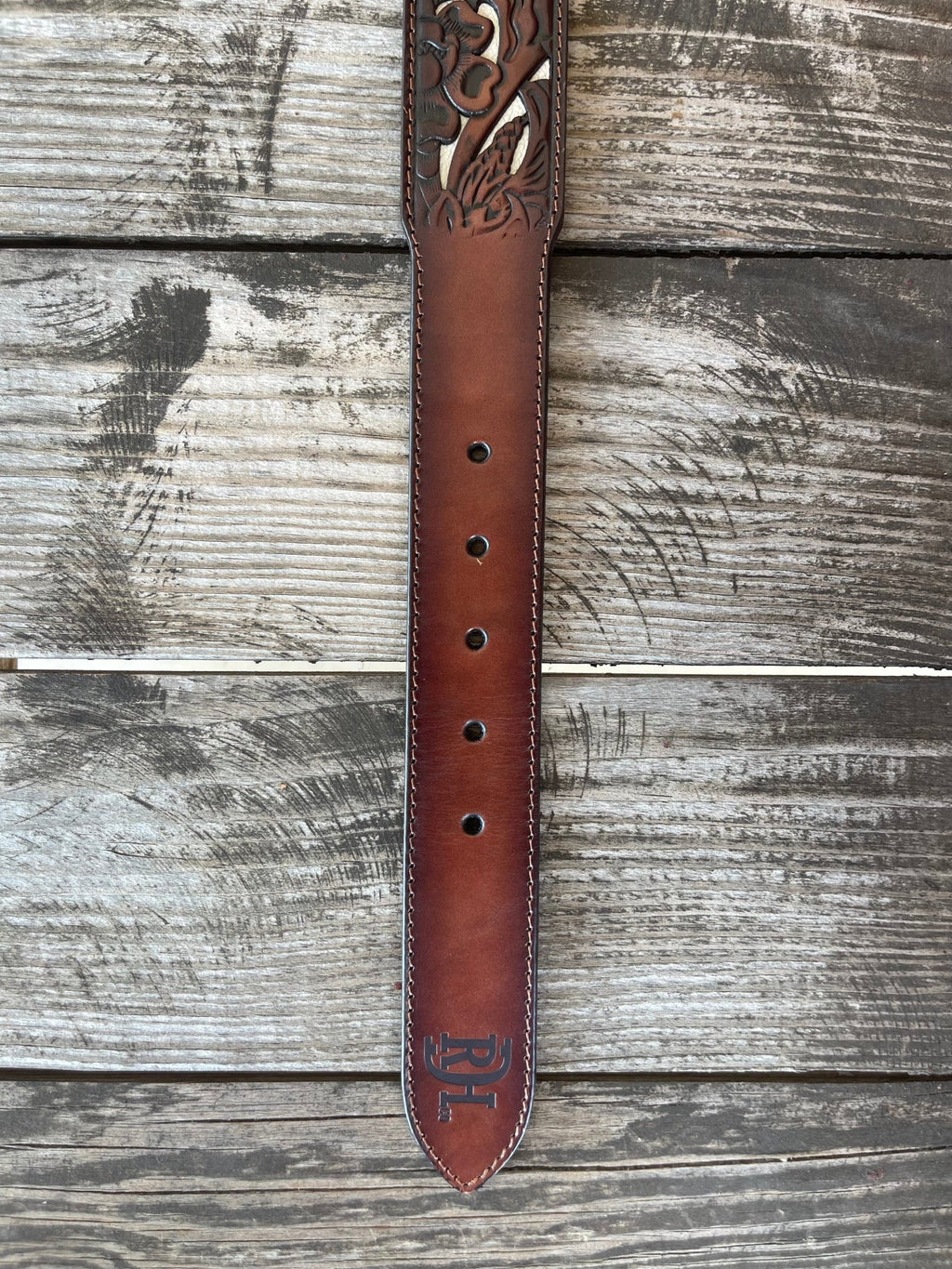 Men's Floral Tooled Overlay Belt