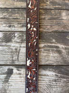 Men's Floral Tooled Overlay Belt