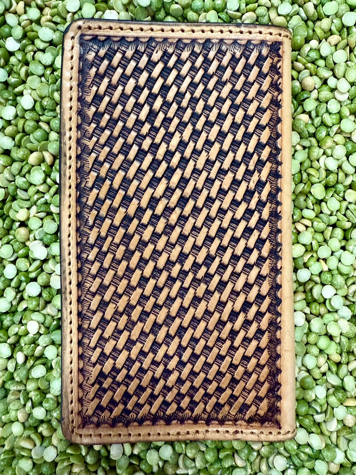 Men's Gator Print Floral Tooled Leather Checkbook Wallet