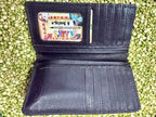 Men's Gator Print Floral Tooled Leather Checkbook Wallet