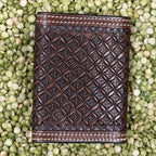 Men's Geometric Tooled Rawhide Lace Trifold Wallet