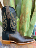 Men's Goat Leather Wide Square Toe Western Boot