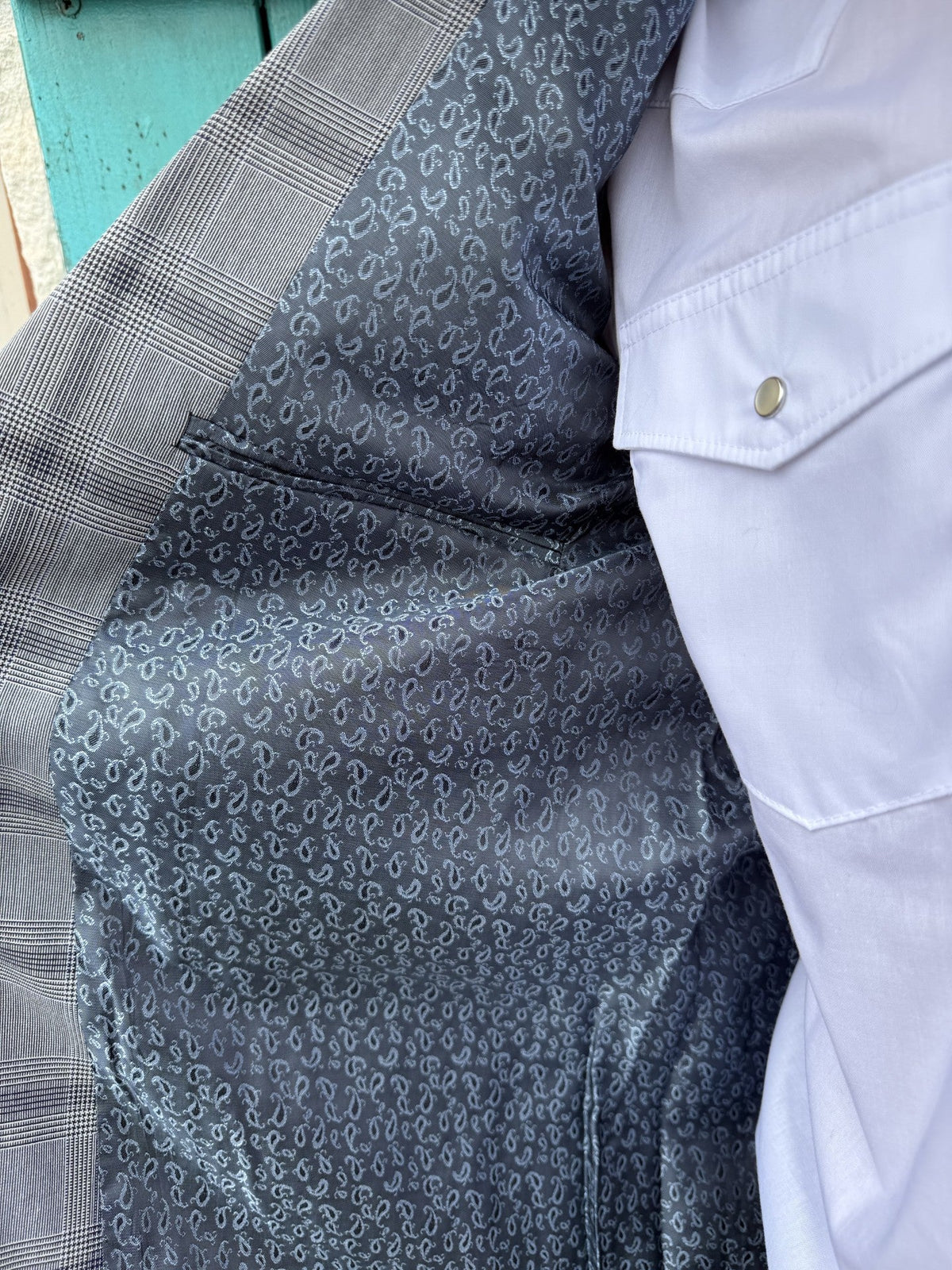 Men's Gray Plaid Western Sport Coat