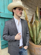 Men's Heathered Black and Gray Western Sport Coat