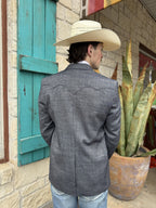 Men's Heathered Black and Gray Western Sport Coat