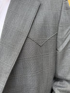 Men's Heathered Dark Gray Plaid Western Sport Coat