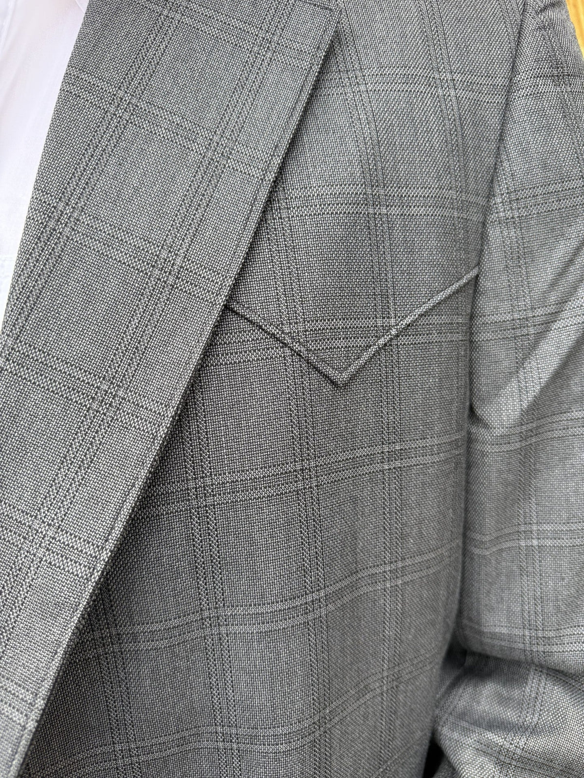 Men's Heathered Dark Gray Plaid Western Sport Coat