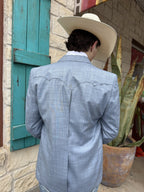 Men's Heathered Light Blue Western Sport Coat