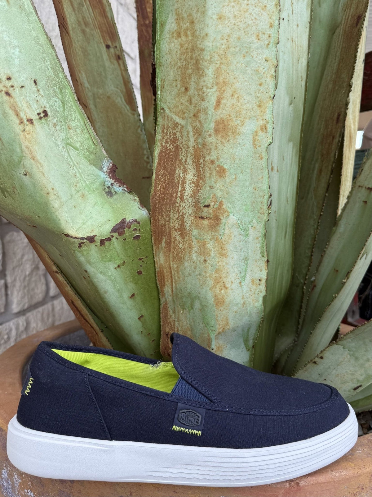 Men’s navy canvas slip-on shoe with removable foam insole and lightweight flexible outsole — Blair’s Western Wear Marble Falls TX