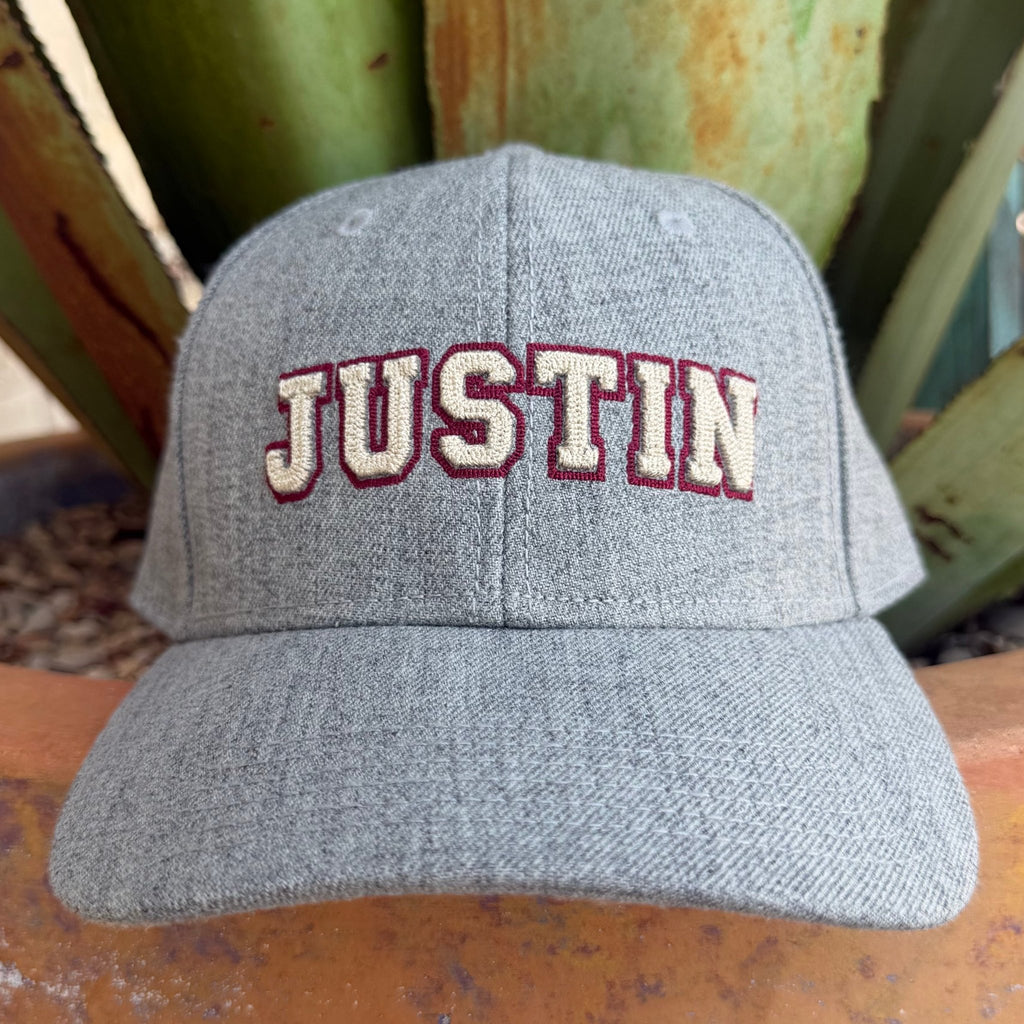Men's Justin Grey & Maroon Logo Cap