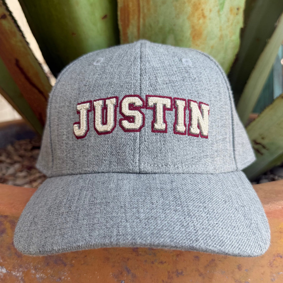 Men's Justin Grey & Maroon Logo Cap