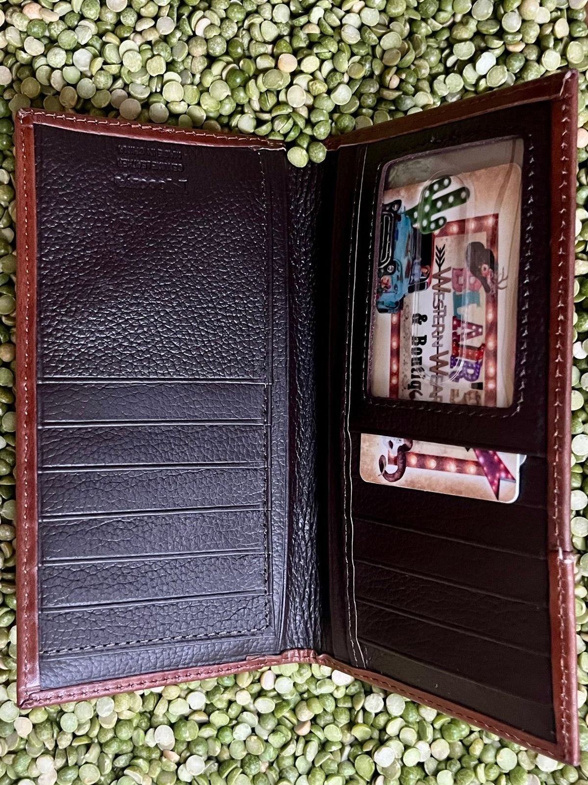 Men's Leather Aztec-Inspired Checkbook Wallet