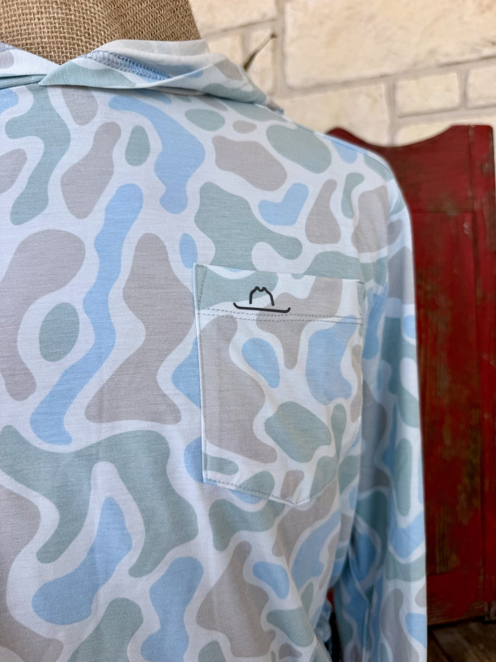 Men's Light Blue Camo Pocket Hoodie