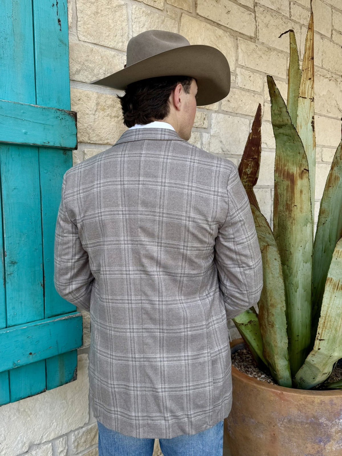 Men's Light Gray Plaid Sport Coat