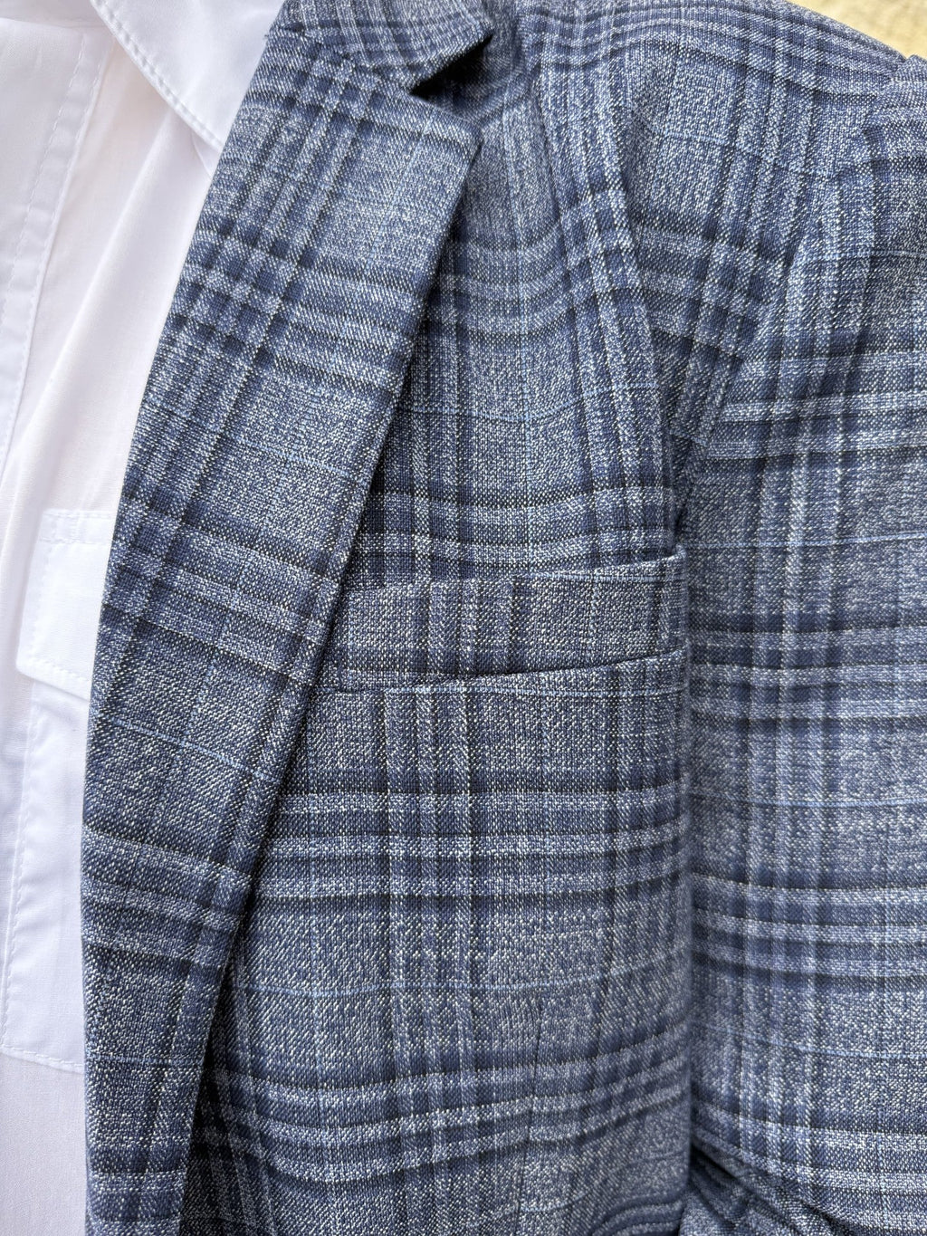 Men's Navy Blue Plaid Western Sport Coat
