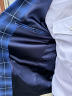 Men's Navy Royal Blue Plaid Western Sport Coat