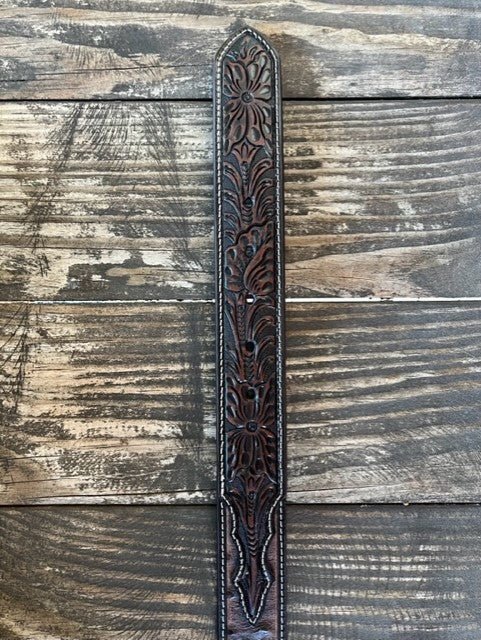 Men's Ostrich Print Tooled Leather Belt