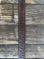 Men's Ostrich Print Tooled Leather Belt