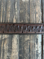 Men's Ostrich Print Tooled Leather Belt