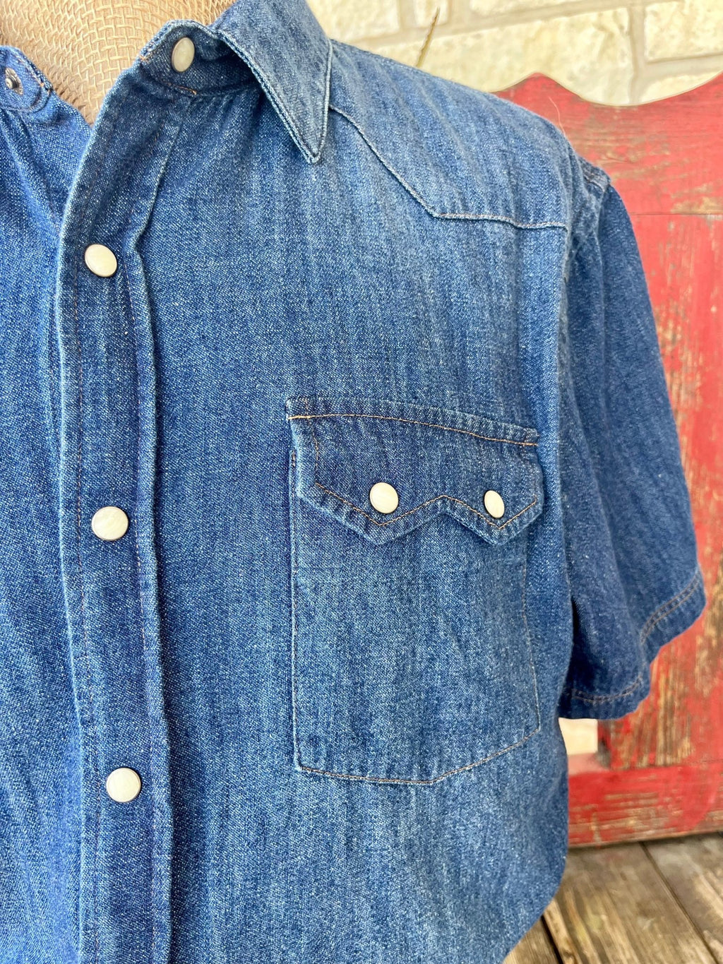 Men's Panhandle Slim Denim Pearl Snap Short Sleeve Shirt