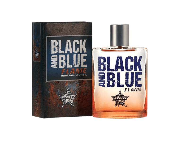 Men's PBR Black and Blue Flame cologne spray 3.4 fl oz bottle with gift box packaging — Blair's Western Wear Marble Falls TX

