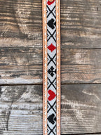 Men's Poker Beaded Tooled Leather Belt