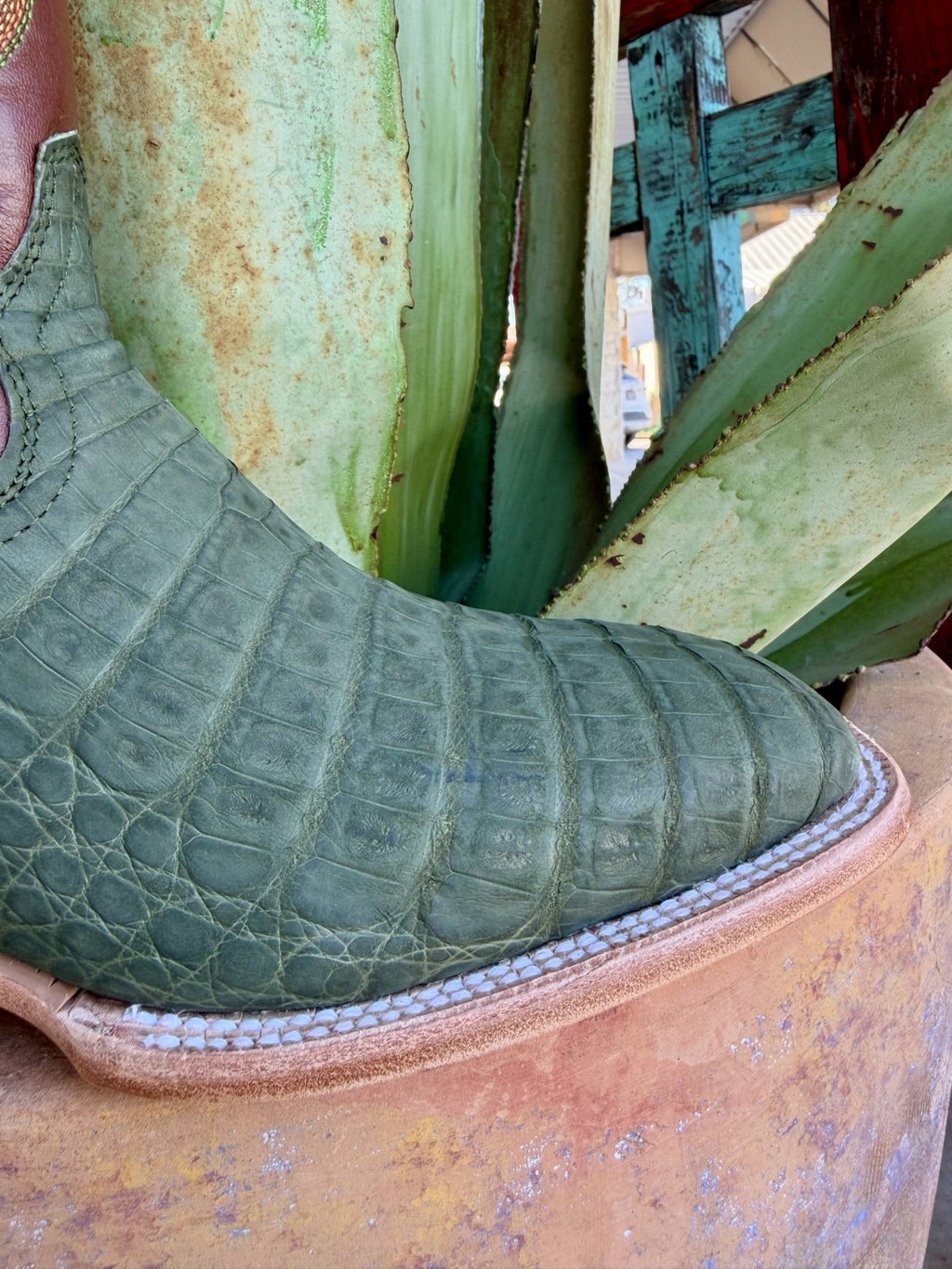 Men's R. Watson Olive Green Caiman Belly Western Boots