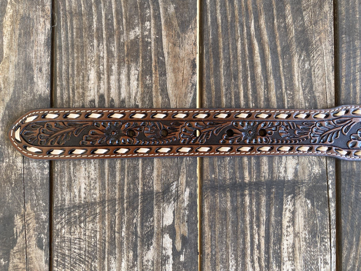 Men's Raw Stitch Tooled Leather Belt