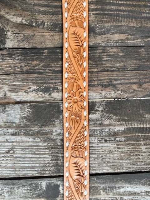 Men's Rawhide Stitch Tooled Leather Belt