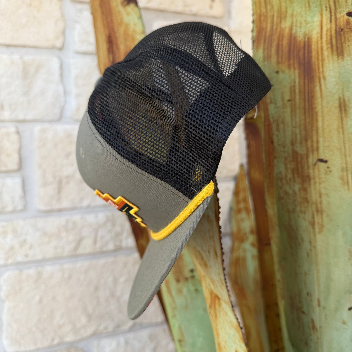 Men's Red Dirt Gray, Orange & Gold Aztec Logo Cap
