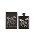 Men's Red Dirt Hat Co. Roam Free 3.4 fl oz matte black flask-style eau de parfum bottle with bison logo and matching gift box — Blair's Western Wear Marble Falls TX
