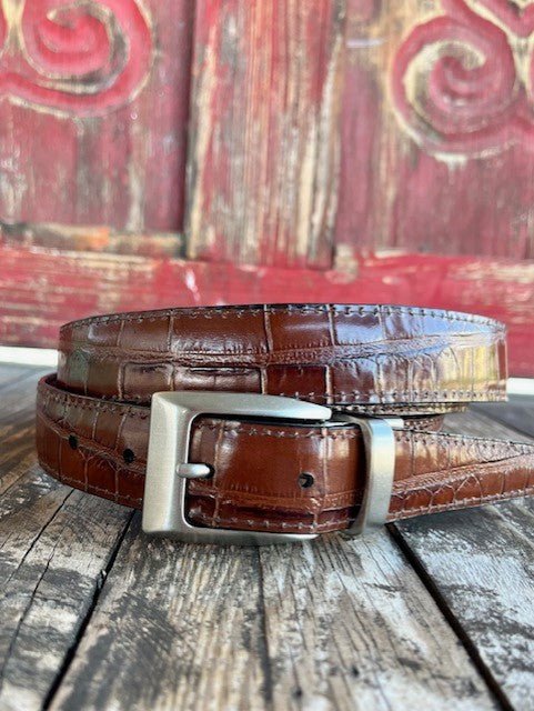 Men's Reversible Crocodile Print Dress Belt