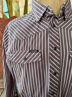 Men's Rock & Roll Charcoal and White Striped Long Sleeve Shirt