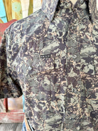 Men's Rock & Roll Hunter Green Camo Short Sleeve Snap Shirt