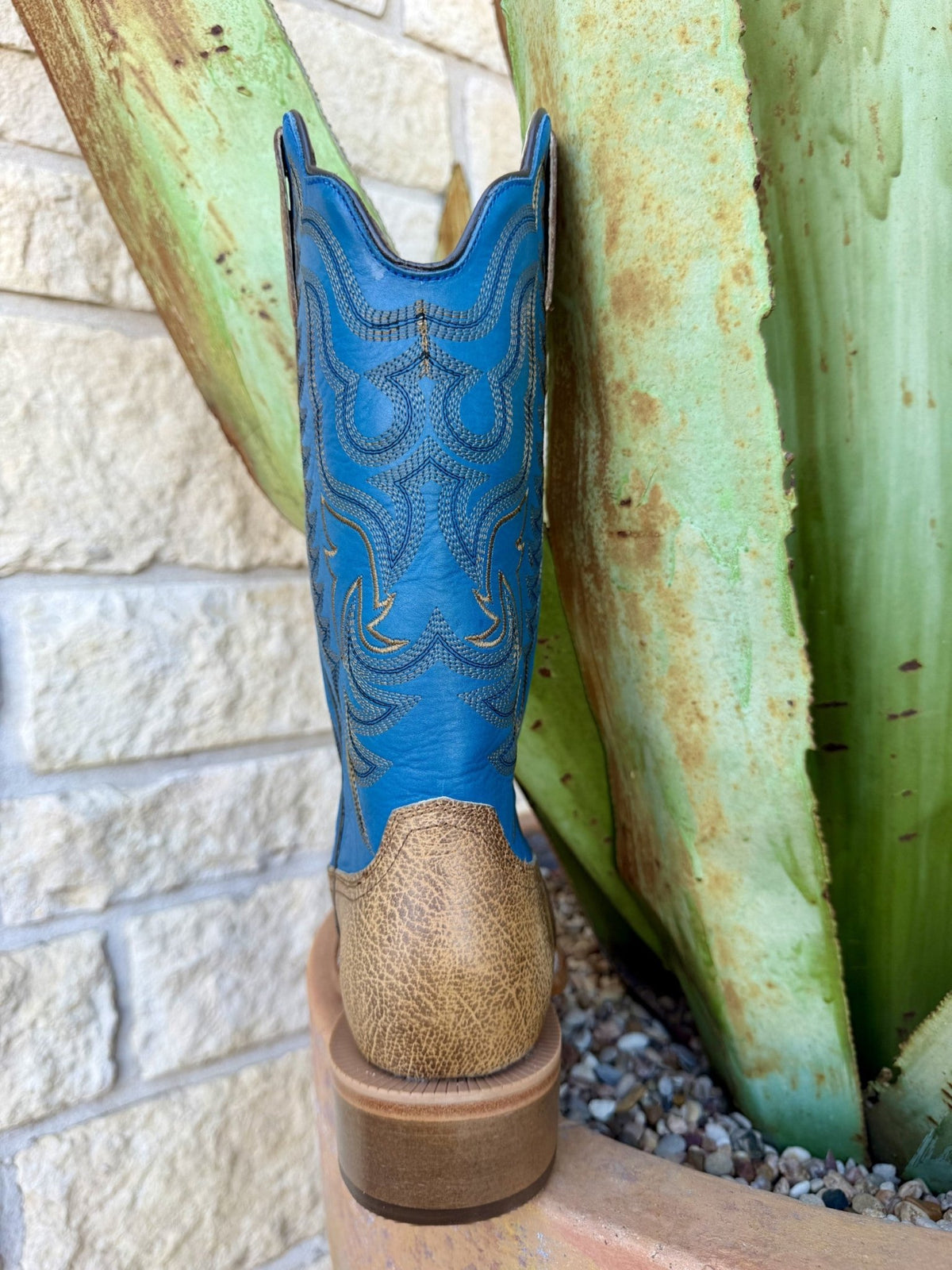 Men's RW Ranch Tan & Blue Square Toe Western Boots
