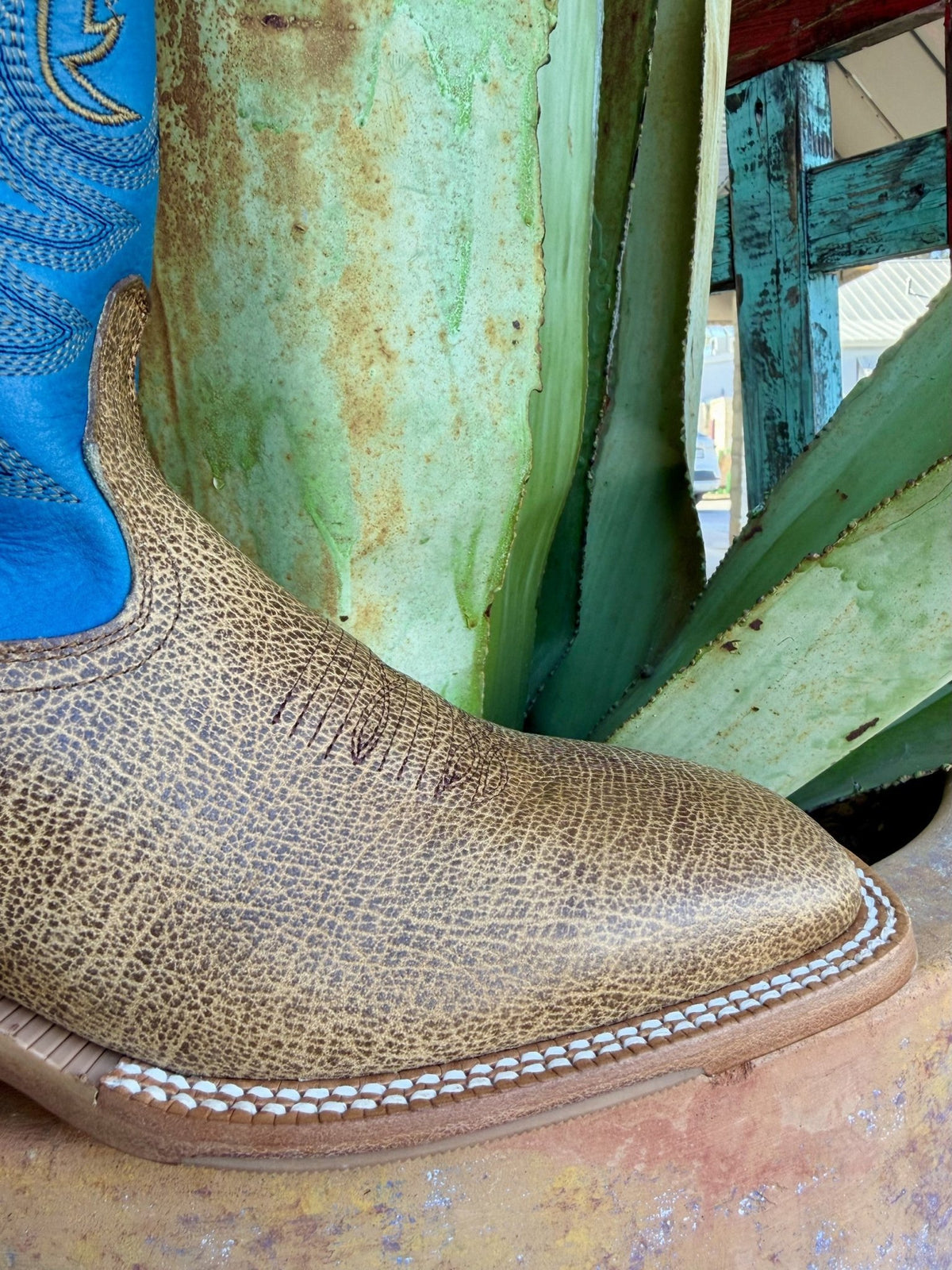 Men's RW Ranch Tan & Blue Square Toe Western Boots