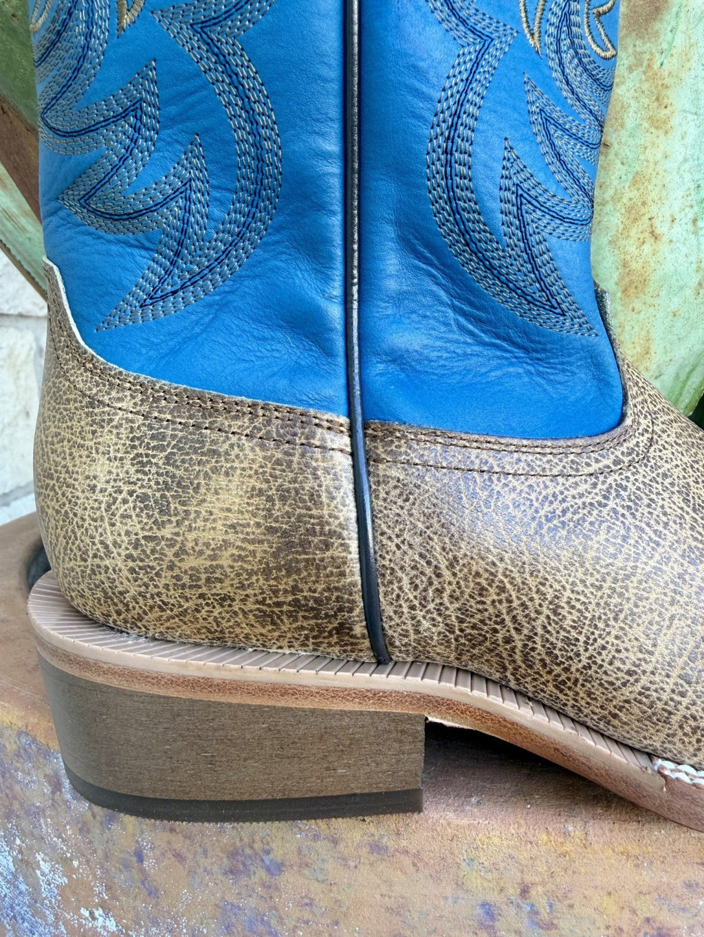 Men's RW Ranch Tan & Blue Square Toe Western Boots