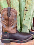 Men's Ariat Work Boots in Dark Brown/Wicker, featuring VentTEK™ mesh panels for breathability and DRYShield™ waterproof technology - 10061120. Available at Blair's Western Wear, Marble Falls, TX.