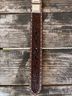 Men's Square Concho Studded Tooled Leather Belt