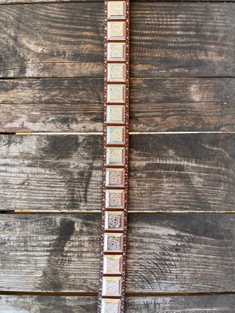Men's Square Concho Studded Tooled Leather Belt