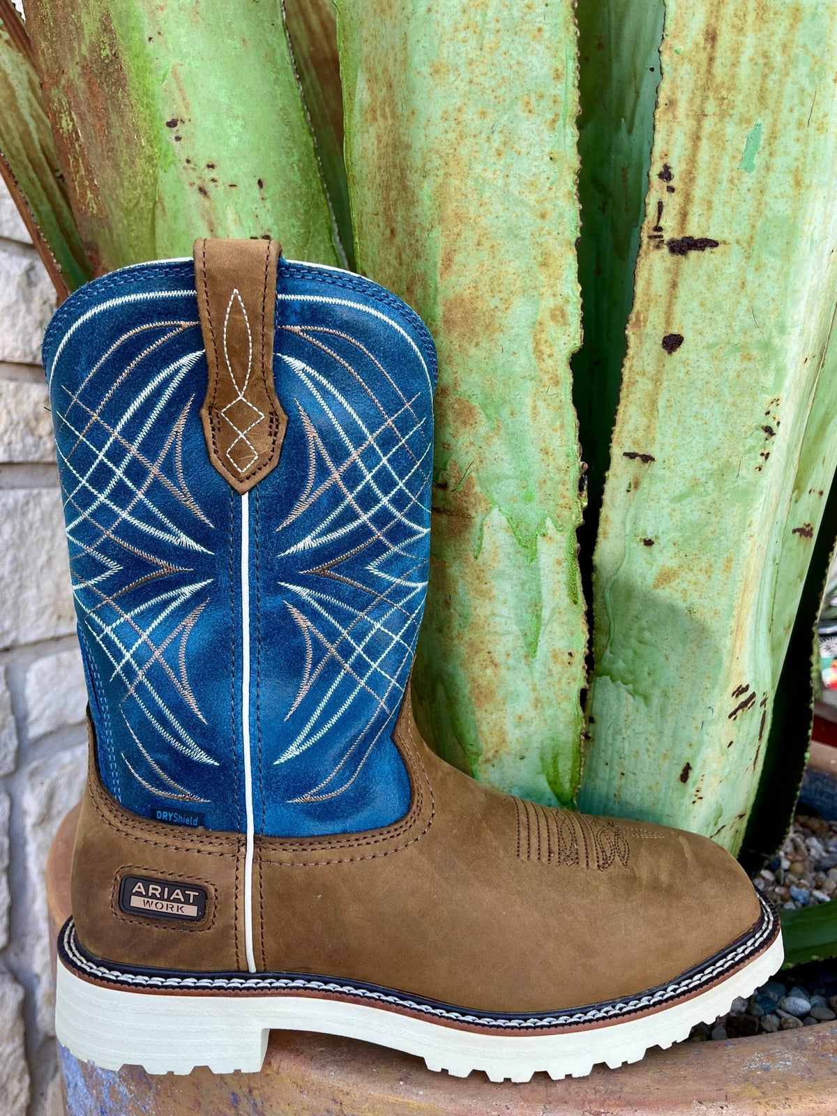Men's Ariat Work Boot in dusted brown, featuring DRYShield waterproof technology and steel toe protection - 10060893. Available at Blair's Western Wear, Marble Falls, TX.
