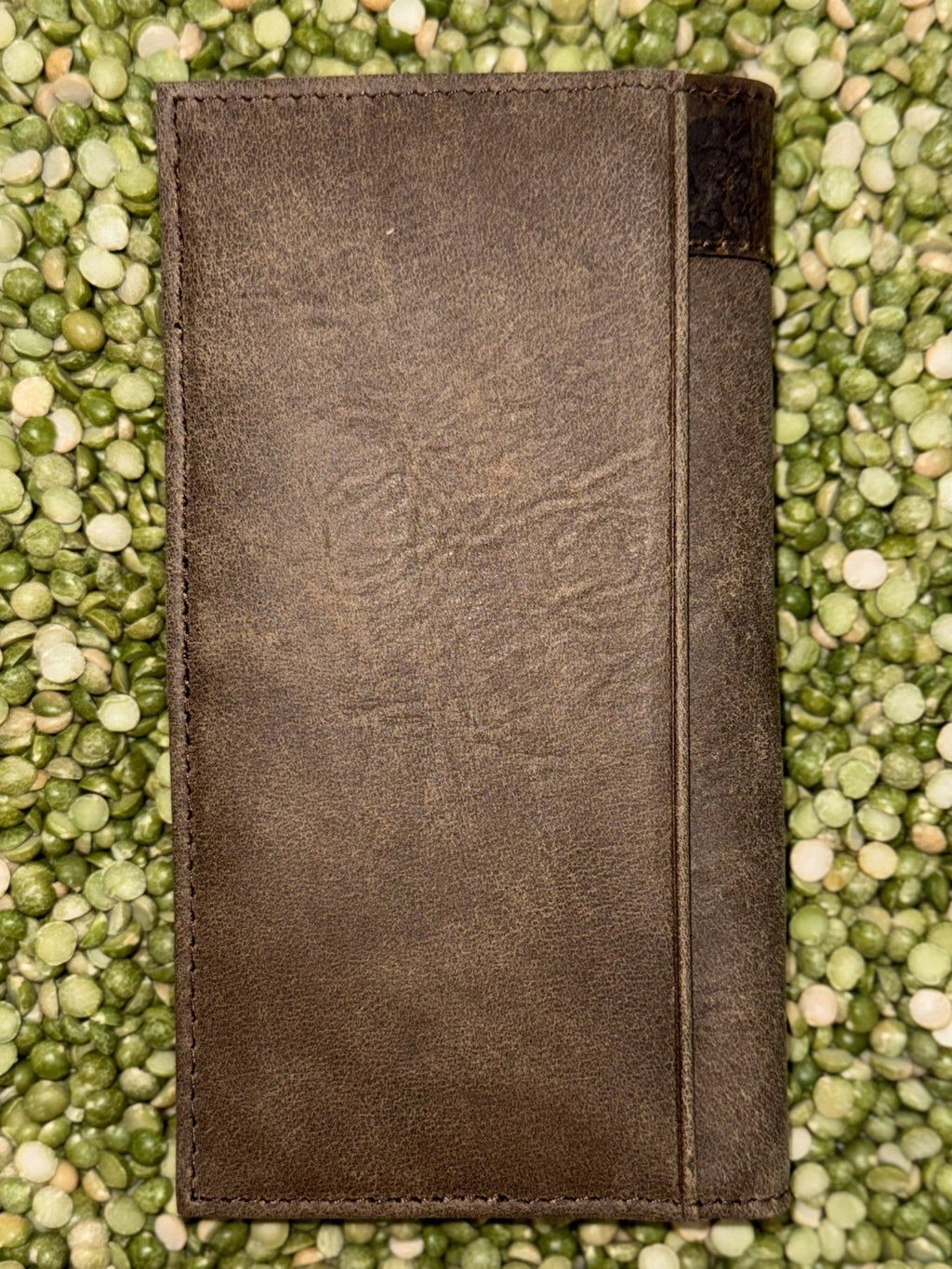 Men's Tan & Dark Chocolate Overlay Concho Checkbook Wallet