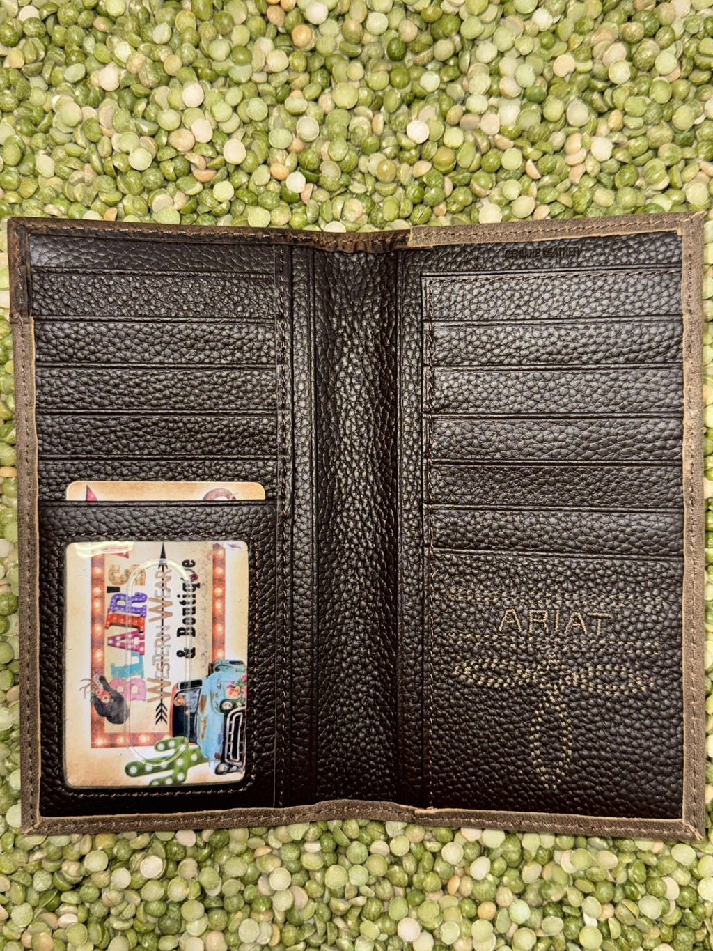 Men's Tan & Dark Chocolate Overlay Concho Checkbook Wallet