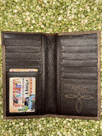 Men's Tan & Dark Chocolate Overlay Concho Checkbook Wallet
