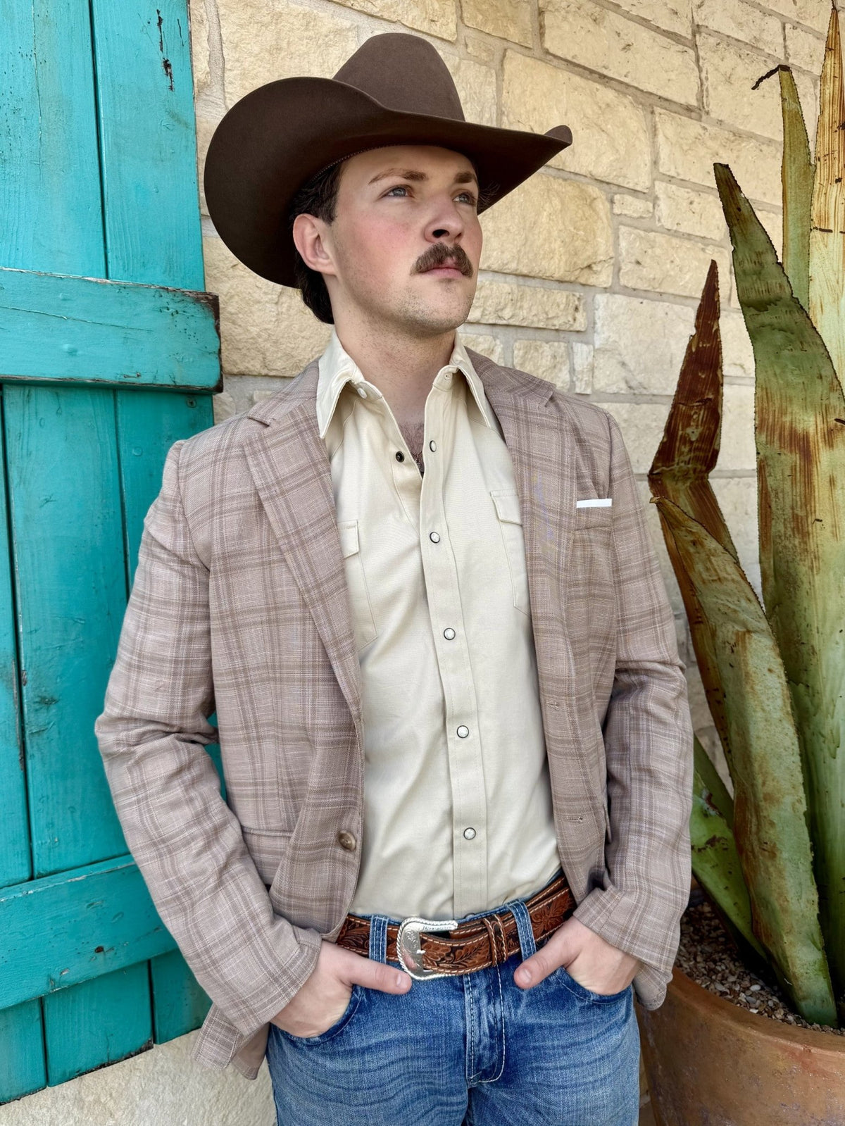 Men's Tan Plaid Sport Coat